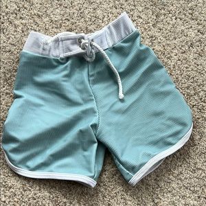 Teal and White Striped Shorts